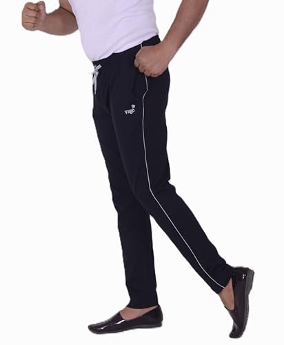 Image of VEGO Men's Regular Fit Pure Cotton Black Plus Size Lower /Track Pants