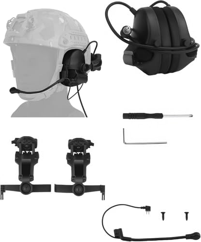 ACEXIER Casco con auriculares tácticos C5 (sin cancelación de ruido), equipo de comunicación, auriculares de silicona para exteriores (Black)