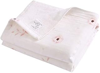 i-baby Double Sided Large Baby Shower Towel Toddler Bath Towel Kids Beach Towel, Front- Bamboo Cotton Absorbent Terry, Back- Pure Cotton High Density Muslin, 36x36(90x90cm) (Flower)