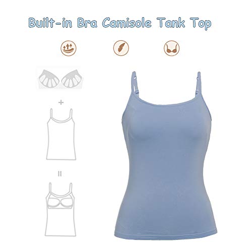 STARBILD Damen Ultralight Spaghetti Top Unterhemd mit unsichtbarer gepolsterter BH Ohne Bügel Verstellbarem Spaghettiträger Komfortable Gepolsterte Unterhemd, Dunkelblau L 3