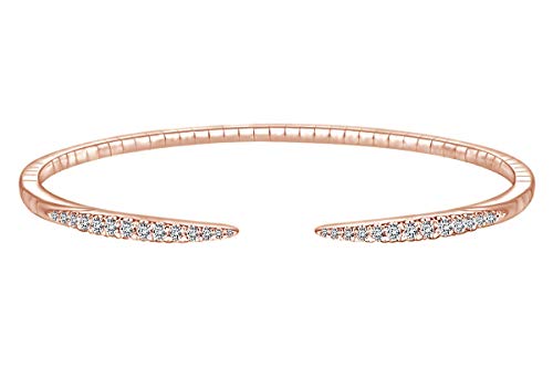 Affy 1/2 Ct White Natural Diamond Adjustabel Cuff Bracelet In 14K White Gold Over Sterling Silver (I-J Color, I2-I3 Clarity, 0.50 Cttw) #TOP2