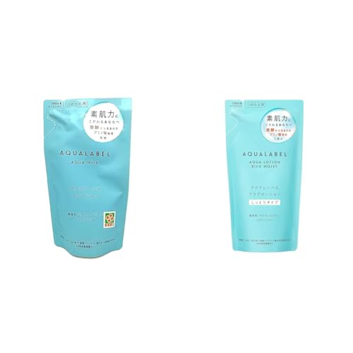 【セット買い】アクアレーベル アクアミルク 117mL つめかえ用 乳液 無香料 アルコールフリー パラベンフリー 無着色 鉱物油フリー + アクアローション (しっとり) 180mL つめかえ用 化粧水 無香料 アルコールフリー パラベンフリー 無着色