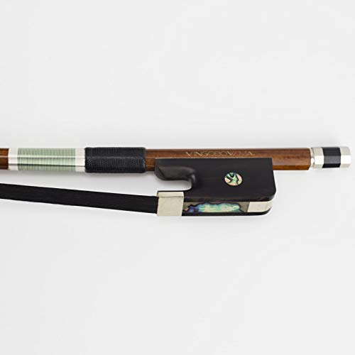 French Style Brown Pernambuco Double Bass Bow 4/4 Size VINGOBOW 800BFB Master Level for Professional Player Ebony Frog Well Balanced Deep Powerful Tone Premium Natural Black Horse Hair
