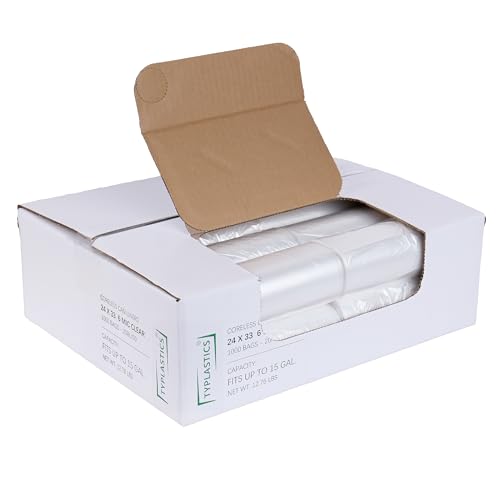 TYPLASTICS Trash Can Liners - Wholesale 1000 Count High Density Garbage Bags on Perforated Roll 10-15 Gallon 24 x 33