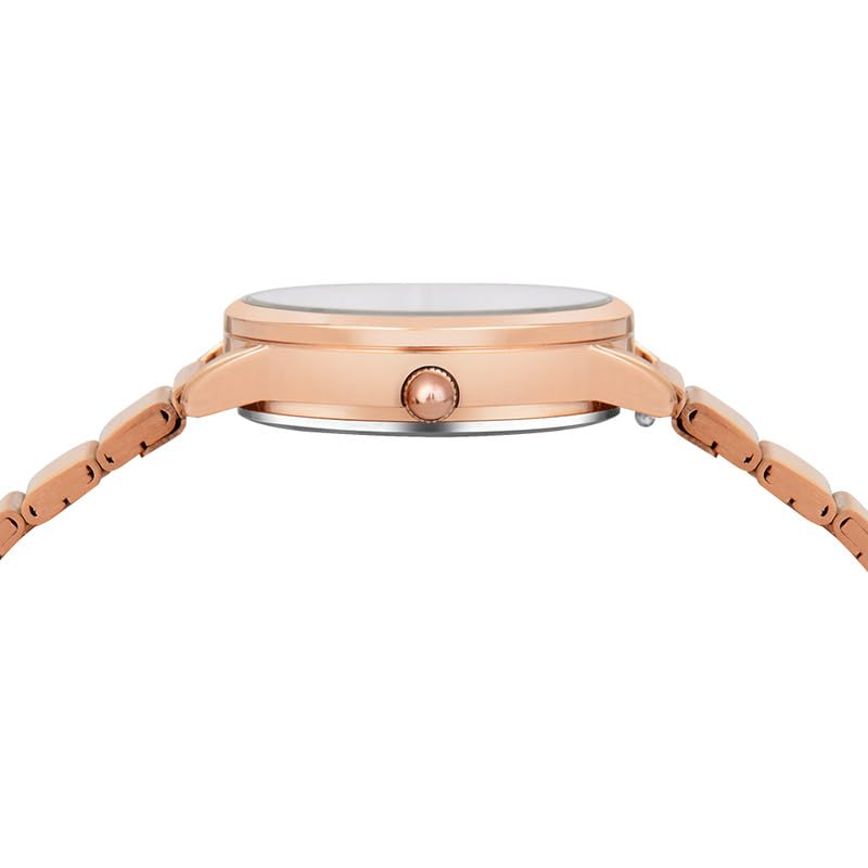 Image of Sylvi Analog Watch for Women, Dazzle Mocha Rose Link Rose Gold Stainless Steel Bracelet Watch with Glossy Coffee Round Dial, Mineral Glass, Quartz Movement & 30m (3 ATM) Water Resistant