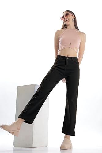 Image of RAGZO Relaxed Fit Jeans for Women || Women High Waist Jeans Pants || Flare Denim Jeans || Loose Fit Jeans for Women