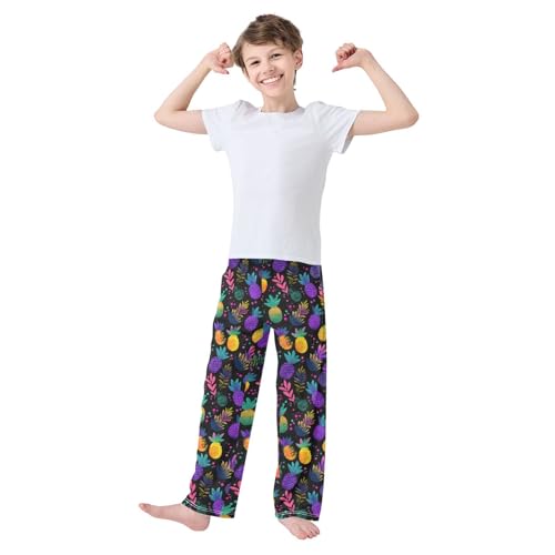 ALAZA Colorful Pineapple Leaf Dot Pajama Lounge Pants Long Sleep Pajama Bottoms with Pockets3