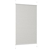 Sekey Plissee ohne Bohren, Fenster Plissee Klemmfix Jalousie 100 cm breit, Verspannt Lichtdurchlässig Sonnenschutz Fensterollo, 100 x 120 cm, Leinen