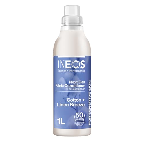 INEOS Next- Gen Long Lasting Fabric Conditioner Cotton + Linen Breeze (50 Washes), Plant Powered, Odour Removal, Softens + Protects