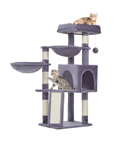 37.4-Inch cat tree with 5 scratching posts and hammocks for indoor cats