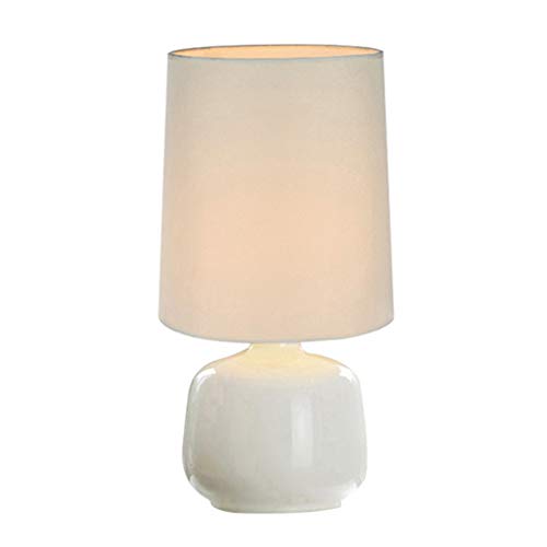 Lajuu Table Lamps，Table Lamp Indoor Glass Desk Lamp,Bedroom Bedside Decorative Desk Lamp Cloth Lampshade Desk Lamp Push Button Switch Reading Lamp/White #TOP3