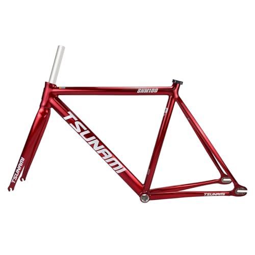 BSFHQS 700C Fixed Gear Bike Frameset 49CM 52CM 55CM 58CM Aluminum Alloy Racing Track Bike Frame C Brake Bike Frame Quick Release Frame 100/120mm QR(Red,52cm)