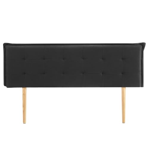 IDIMEX Tête de lit ZELOX 160 capitonnée, en Tissu rembourré, Pieds en Bois, Design élégant, pour Lits 160 cm, Noir