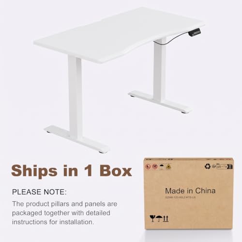 Image of Solid Wood Electric Standing Desk 47.2 inchx23.6 inchHome Office Desk,Adjustable Workbench with 3 Stages Single Motor, Computer Workstation with T-Shaped Metal Bracket,Walnut Standing Desk for Gaming(1 Box)