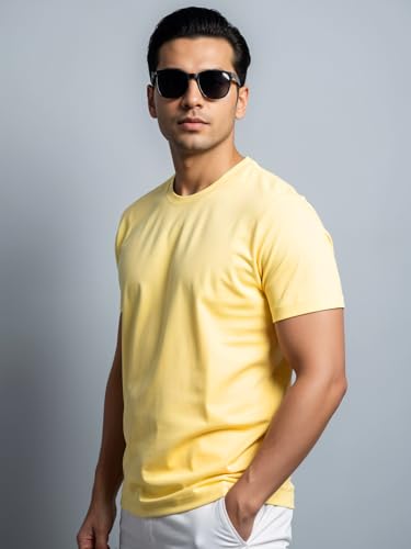 Image of ADRO Men's Cotton Solid Regular Fit T-Shirt