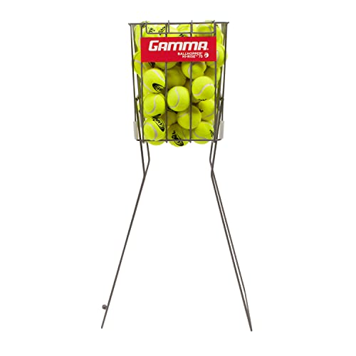 Gamma Sports Tennis Ball Hopper Hi-Rise 75, Durable, Convenient, Heavy Duty Construction For Easy Pickup, Carrying And Storage, Holds 75 Tennis Balls Silver #TOP7