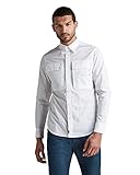 Bajo ligeramente redondeado G-STAR RAW Navy Seal Slim Camisa, Blanco (White 4481-110), L para Hombre