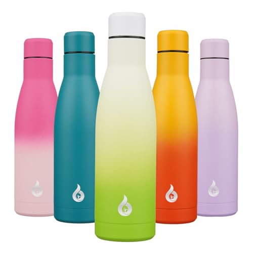 Image of BJPKPK Insulated Water Bottle 17oz Stainless Steel Water Bottles Dishwasher Safe Reusable Metal Thermal Keep Cold and Hot,Elegant Green