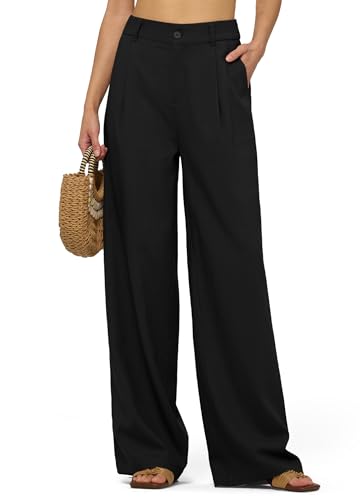 Women's Linen Pants Wide Leg Dressy Casual Beach Linen Pants Summer with Pockets 29