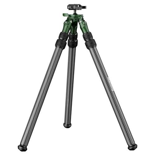 Manbily QM-2836 Shooting Tripod Inverted Hunting Carbon Fiber Tripod with 45mm Ball Head and Picatinny to Arca Swiss Adapters 36mm Thick Tubes Max Load 55lbs Green