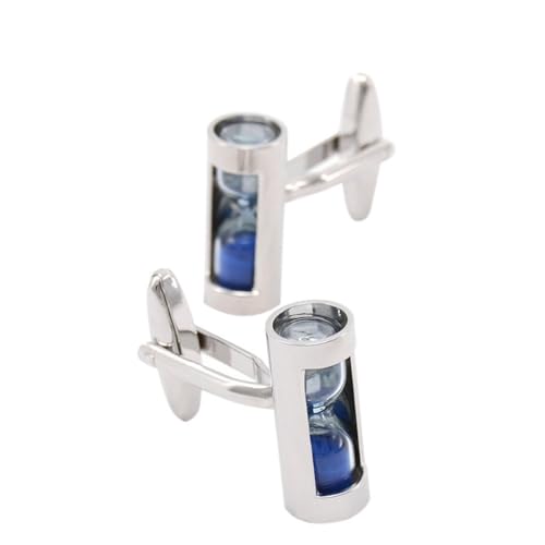 ASWRTYJO French Shirt Cuff Links Cuff Nails Creative Multi-Color Timing Hourglass Fashion Men's Cuff(Blue)