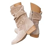 Ankle Boots for Women Chunky Low Heel Cowboy Booties...