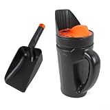 Hand-Rasenstreuer mit einstellbarem Durchfluss für Grasdünger und Eisverteilung, grünes Gartengerät, orange Farbe (orangefarbene quadratische Kelle)