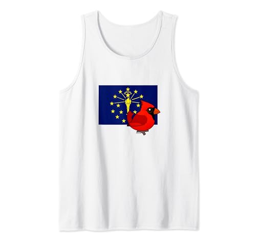 Cute Cartoon State Bird of Indiana Northern Cardinal Design Tank Top