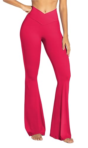 Image of Sunzel Flare Leggings, Crossover Yoga Pants with Tummy Control, High-Waisted and Wide Leg
