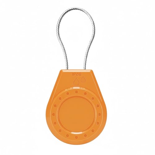 Image of Air Tagholder Keychain Case with Steel Wire Cable & Hex Lock, Waterproof Anti-Lost Shockproof Cover Compatible with Apple Air Tag for Luggage, Backpack, Keys (Orange)