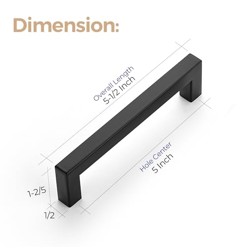 Ravinte 1 Pack 5 Inch Kitchen Square Cabinet Handles Matte Black Drawer Pulls for Cupboard Hardware by Ravinte - Image 3