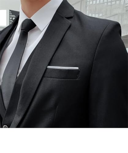 Men (Suit + Vest + Trousers) Three-Piece Solid Color Korean Version of The British Slim-Fit Weddin Suit3