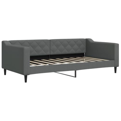 vidaXL Day Bed, Versatile 2-in-1 Sofa and Bed, Dark Grey Fabric, Minimalist Modern Design, Sturdy Metal and Solid Wood Frame, Breathable Material with Foam-Padded Armrests, Perfect for Living Room...