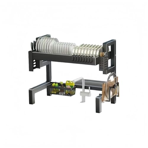 KUBERASキッチンシンク用多機能置物棚 簡易な流し台用食器棚 収納に最適な神器 カウンター用食器の防塵・水切りラック (シングルタイプ,長い85cm)