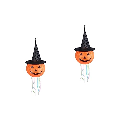 ABOOFAN 2 Stück Kürbis-Haartrockner-Flagge Kürbis-Windsack Dekorative Party-Papierlaternen Papier-Kürbis-Lampen Für Damen Innen-Halloween-Dekorationen Innen-Laternenhut