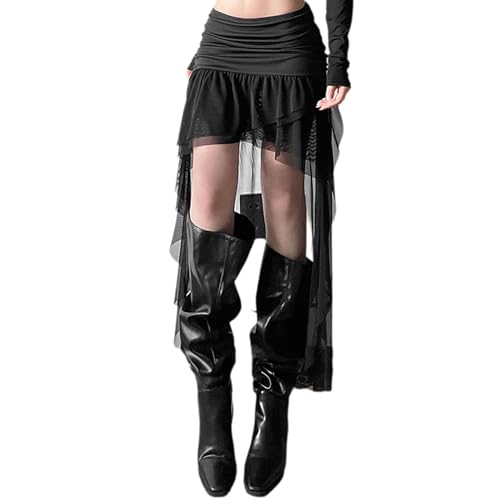 Elegant Ruffles White Skirt with Slit Y2k Fairycore Tie Up Low Rise Loose Long Skirts for Women Fashion Vintage 90s2