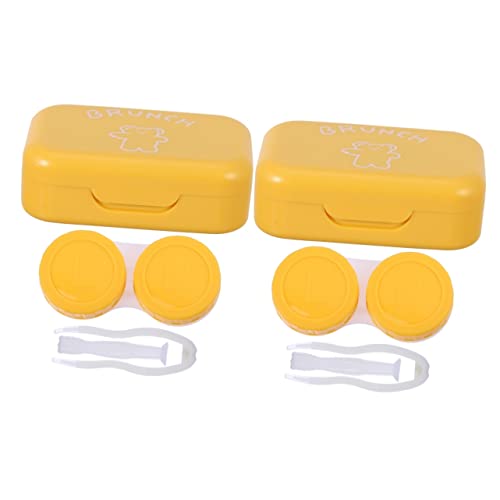 2 Set 4 Pezzi Scatola Per La Cura Delle Lenti a Contatto Colorate Custodia Per a Contenitori a Con Gli Occhi Cartone Animato Suite Plastica Viaggiare