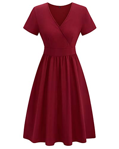 Image of VOTEPRETTY Women's Short Sleeve V Neck Wrap Dress Summer Casual Floral Sundress with Pockets