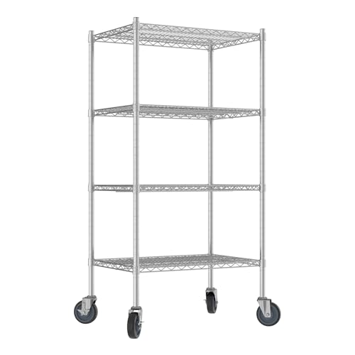 QUIET BOOK Commercial NSF Listed Chrome Mobile Wire Shelving Kit 21