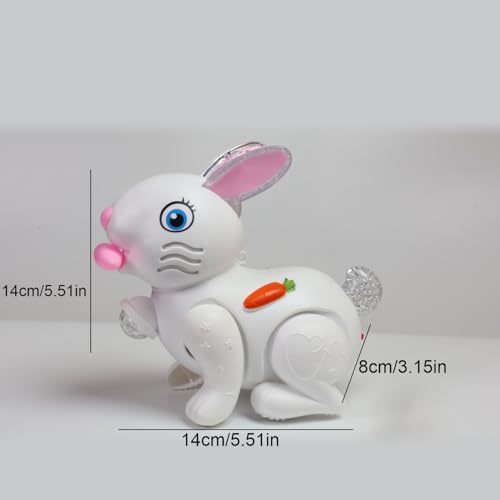 Image of Toys for Kids with 3D Flashing Lights, Music, 360-degree Dance Moves, Educational Toy, Battery Operated, Ages 3+ - Multicolor (Bud Jumping Rabbit - White)