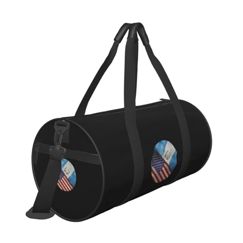 Retro America And Guatemalan Flag Convertible Garment Bag with Shoulder Strap, Carry on Garment Duffel Bag for Men Women - Rolling Foldable for Travel Luggage Bags (Black)4