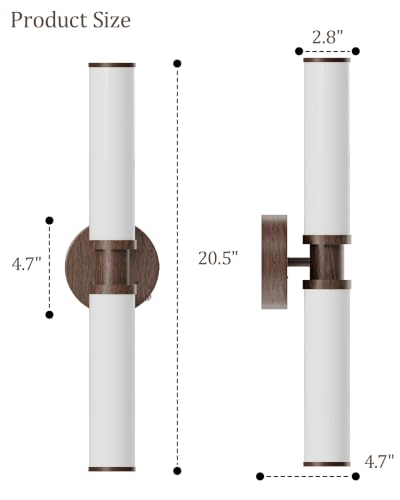 Image of Rayogale Walnut Wireless Battery Operated Wall Sconces with Remote Control | White Glass Rechargeable Wall Lights Set of 2 with Timer Function Dimmable for Living Room Bedroom Emergency 3000K, 20.5 Inch