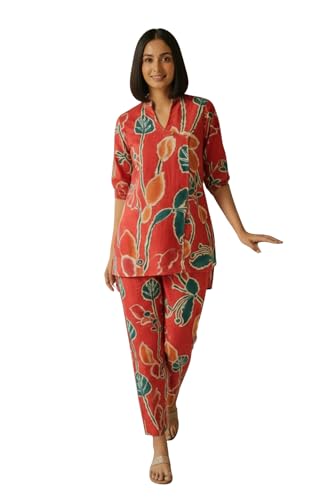 Image of Leriya Fashion Kurta Sets for Woman | Co ord Set for Women Stylish | Kurti Set for Woman | Short Kurti for Women | Kurtis | Ethnic Jaipuri Straight Kurta Set with Palazzo Pants | Salwar Suit for Party Outfits