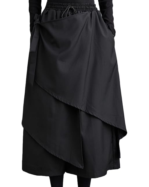 ellazhu Women's Cropped Pants Loose Elastic Wide Leg High Waist Sweatpants Side Pockets GZ636 A