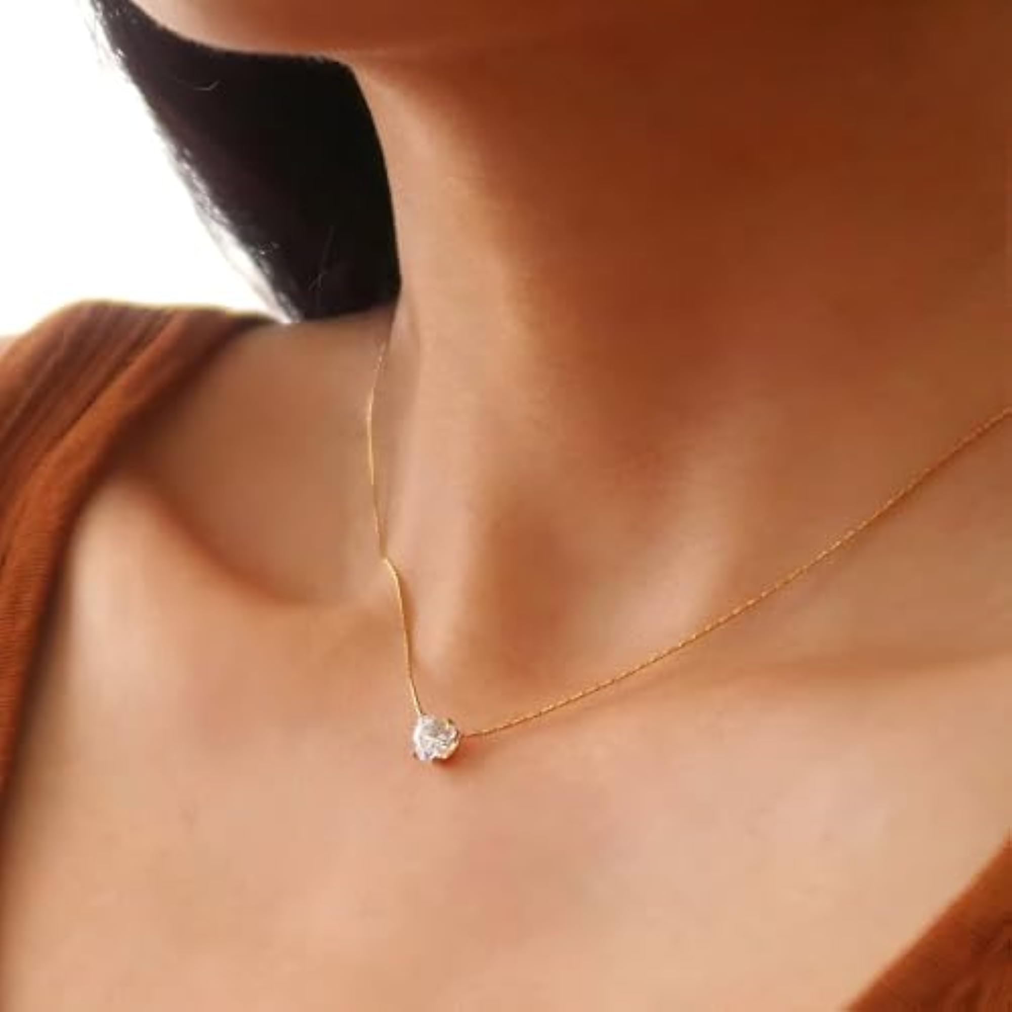 Korean Water Drop Pendant Necklace for Women, Zircon