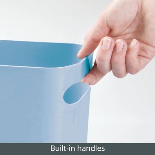 mDesign Plastic Slim Large 2.5 Gallon Trash Can Wastebasket, Classic Garbage Container Recycle Bin for Bathroom, Bedroom, Kitchen, Home Office, Outdoor Waste, Recycling - Aura Collection -( Light Blue, Pack of 1)