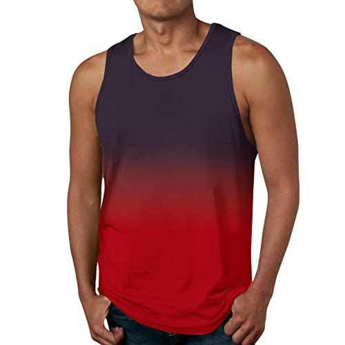 Camiseta básica sin mangas para hombre, para verano, 2026, degradada, sin mangas, para vacaciones en la playa, cuello redondo, camiseta atlética, camiseta interior para hombre, camiseta sin mangas
