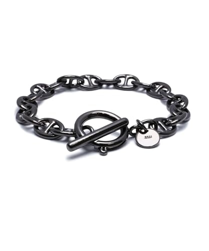 [JAM HOME MADE] マリンチェーン ブレスレット 太 ゴールド シルバー ブラック 鎖 錨 人気 トレンド 流行り お洒落 おしゃれ シンプル (ブラック)