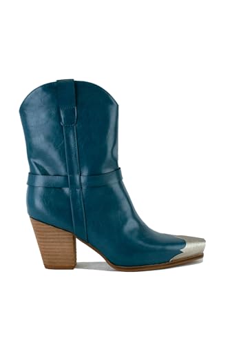 Women's Off-White Western Pointed Toe Ankle Boots DAKOTA-092