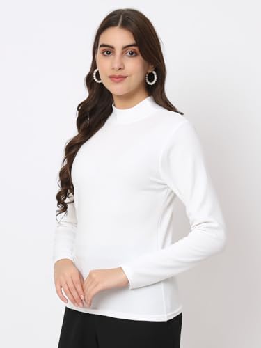 Image of Istyle Can Solid HIgh Neck Full Sleeve Stretchable Slim Fit Top for Women | Tops for Women | high Neck top for Women | Winter Tops for Women